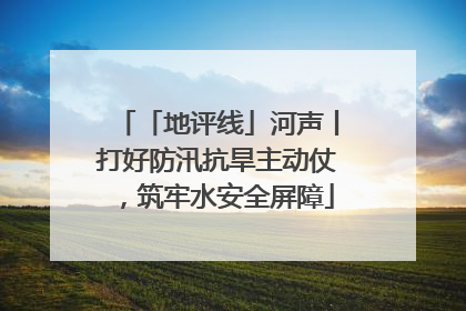 「地评线」河声丨打好防汛抗旱主动仗，筑牢水安全屏障