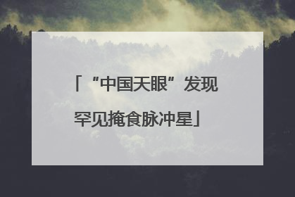 “中国天眼”发现罕见掩食脉冲星