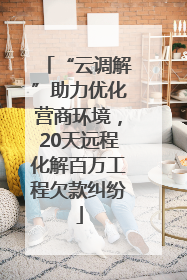 “云调解”助力优化营商环境，20天远程化解百万工程欠款纠纷