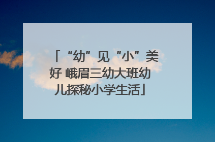 “幼”见“小”美好 峨眉三幼大班幼儿探秘小学生活