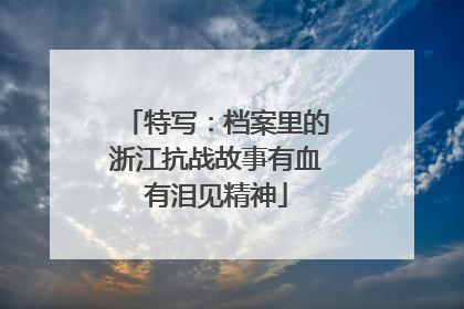特写：档案里的浙江抗战故事有血有泪见精神