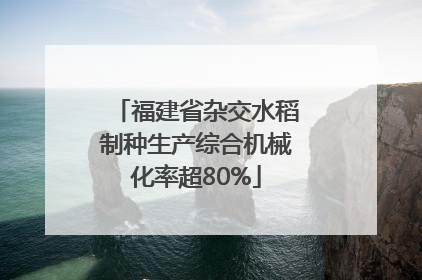 福建省杂交水稻制种生产综合机械化率超80%