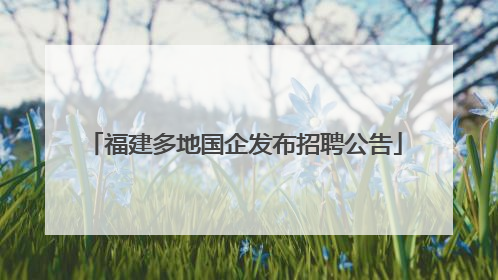 福建多地国企发布招聘公告