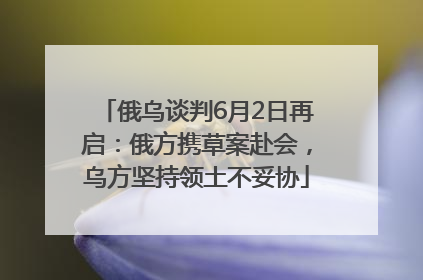 俄乌谈判6月2日再启：俄方携草案赴会，乌方坚持领土不妥协