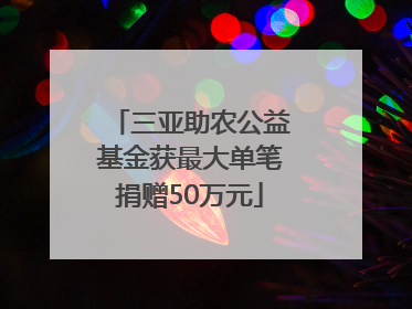 三亚助农公益基金获最大单笔捐赠50万元