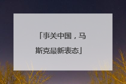 事关中国，马斯克最新表态