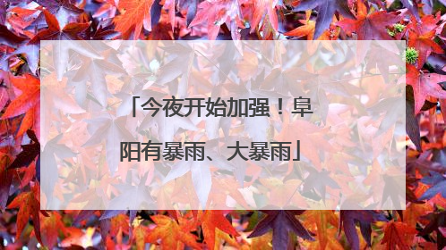今夜开始加强！阜阳有暴雨、大暴雨