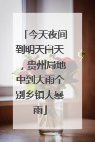 今天夜间到明天白天，贵州局地中到大雨个别乡镇大暴雨