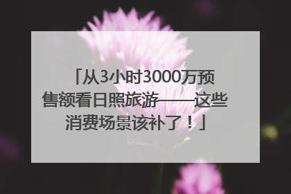 从3小时3000万预售额看日照旅游——这些消费场景该补了！