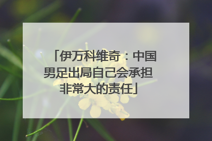 伊万科维奇：中国男足出局自己会承担非常大的责任