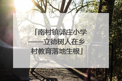 南村镇郭庄小学——立德树人在乡村教育落地生根