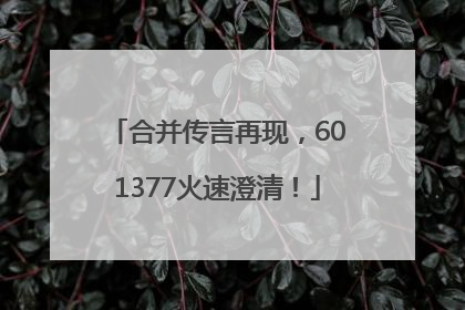 合并传言再现，601377火速澄清！