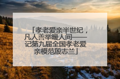 孝老爱亲半世纪，凡人善举暖人间——记第九届全国孝老爱亲模范殷志兰