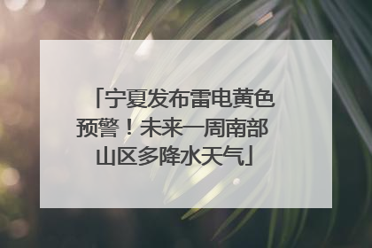 宁夏发布雷电黄色预警！未来一周南部山区多降水天气