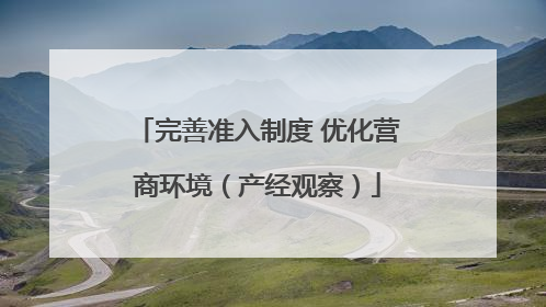 完善准入制度 优化营商环境（产经观察）