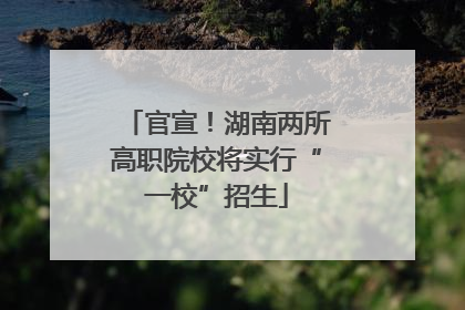 官宣！湖南两所高职院校将实行“一校”招生