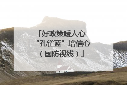 好政策暖人心 “孔雀蓝”增信心（国防视线）