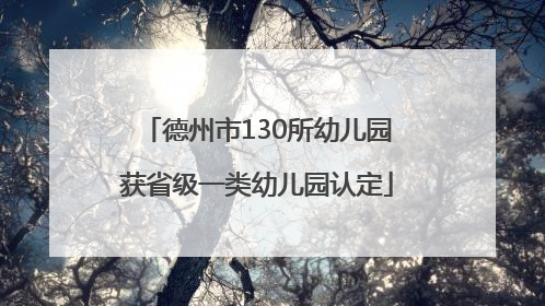 德州市130所幼儿园获省级一类幼儿园认定