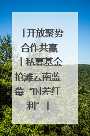 开放聚势 合作共赢丨私募基金抢滩云南蓝莓“时差红利”