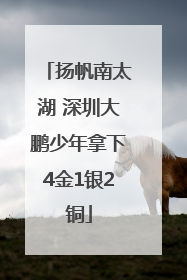 扬帆南太湖 深圳大鹏少年拿下4金1银2铜