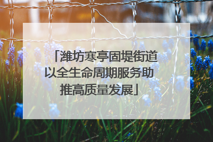 潍坊寒亭固堤街道以全生命周期服务助推高质量发展