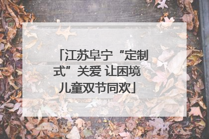 江苏阜宁“定制式”关爱 让困境儿童双节同欢