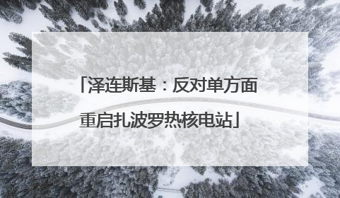 泽连斯基：反对单方面重启扎波罗热核电站