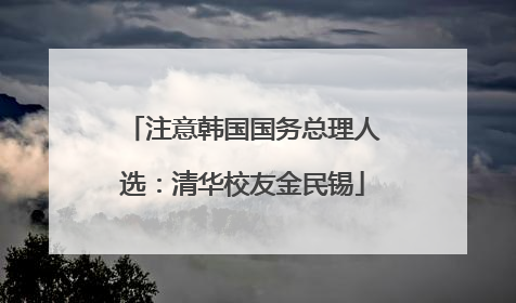 注意韩国国务总理人选：清华校友金民锡