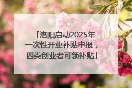洛阳启动2025年一次性开业补贴申报，四类创业者可领补贴
