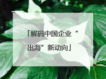 解码中国企业“出海”新动向