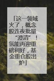 这一领域火了，概念股连夜批量“澄清”！氢能再迎重磅利好，基金重仓股出炉