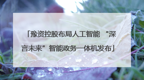 豫资控股布局人工智能 “深言未来”智能政务一体机发布