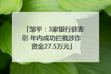 邹平：3家银行获表彰 年内成功拦截涉诈资金27.5万元