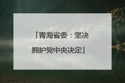 青海省委：坚决拥护党中央决定