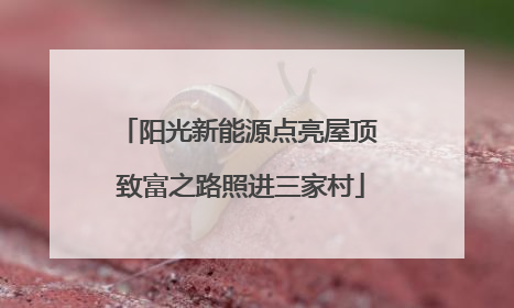阳光新能源点亮屋顶 致富之路照进三家村
