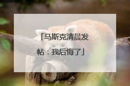 马斯克清晨发帖：我后悔了