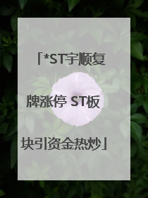 *ST宇顺复牌涨停 ST板块引资金热炒