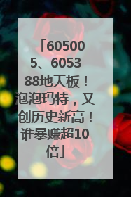 605005、605388地天板！泡泡玛特，又创历史新高！谁暴赚超10倍