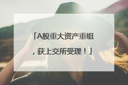 A股重大资产重组，获上交所受理！